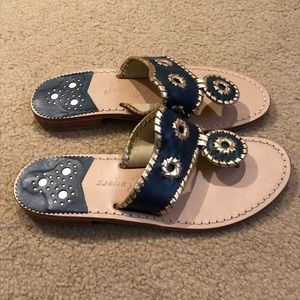 Jack Rogers Nantucket Gold Sandals, Midnight/Gold, Size 6